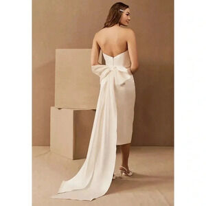 NWT BHLDN Amsale Willow Bow Dress Little White Midi Formal Wedding 6